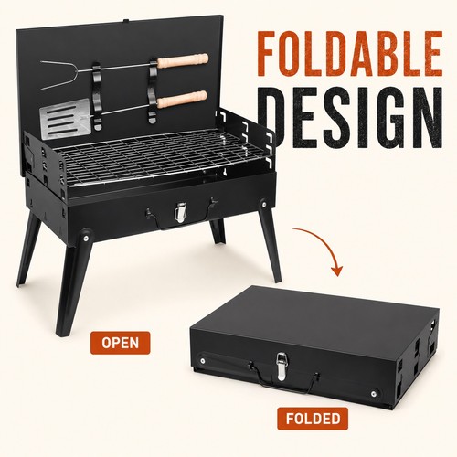 Portable folding charcoal bbq - portable,