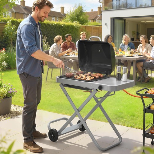Foldable gas bbq grill - foldable, with