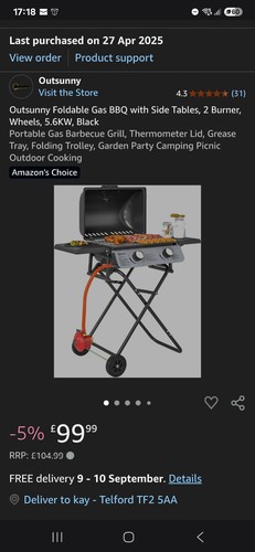Outsunny foldable gas bbq - ,
