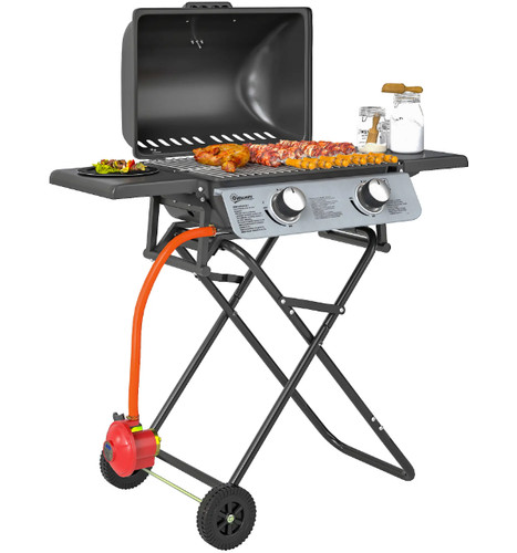Foldable gas bbq with side - foldable,
